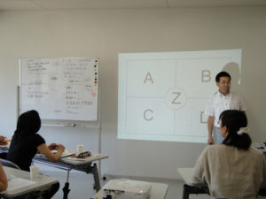 マーケティングミックスを図とともに解説する中村先生です。